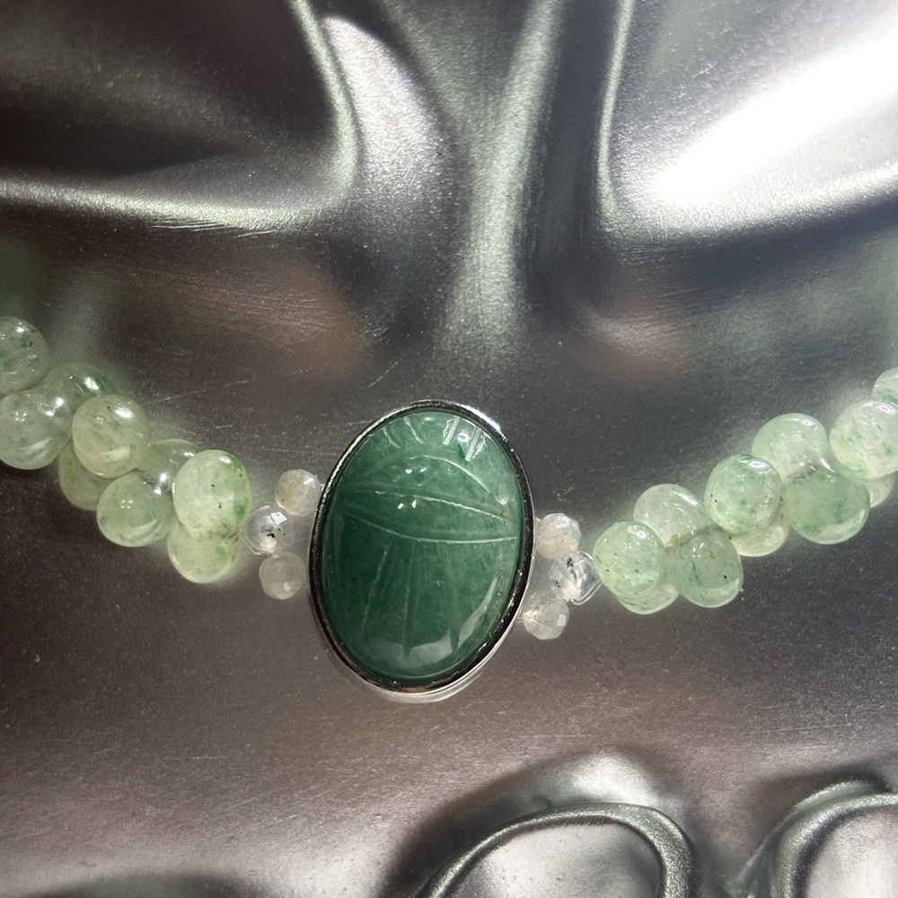 Handmade Green Scarab Necklace 16.5 inches - Picture 5 of 7